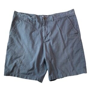 Merona Men's Size 40 Chino Shorts Gray Flat Front 100% Cotton 9.5" Inseam Preppy